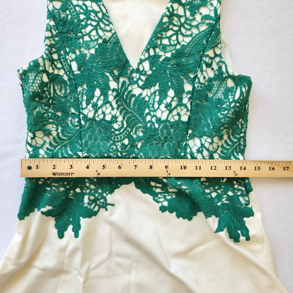Moulinette Soeurs Arbor Lace Fit And Flare Cocktail Dress Green Cream Skirt 4 - Picture 12 of 17